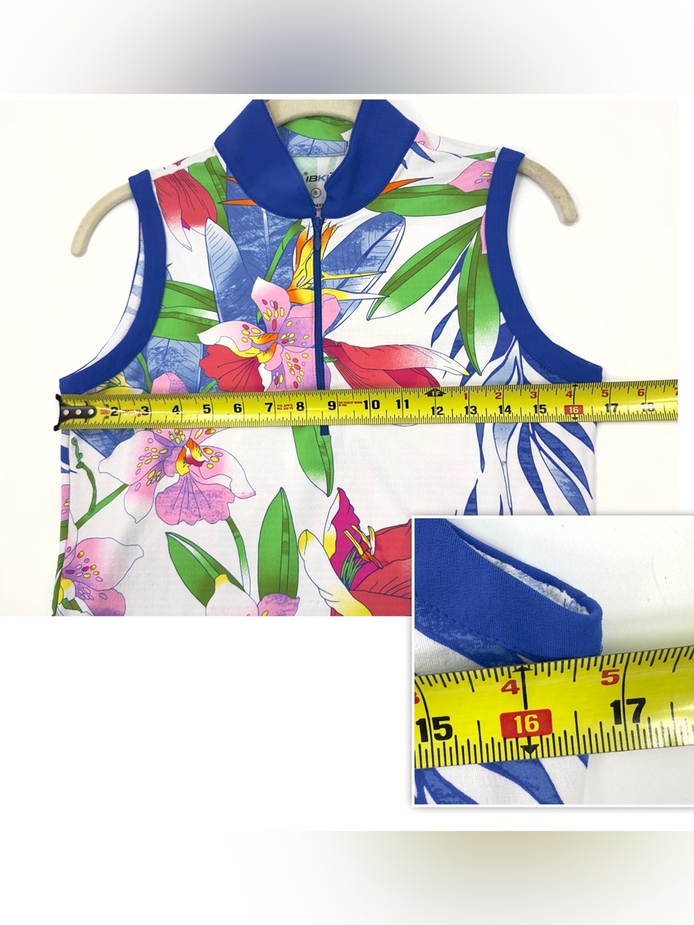 IBKUL Sleeveless Polo Top Size Small 1/4 Zip Golf Tennis Pickleball Floral - Picture 8 of 9